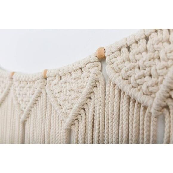 Bohemian Macrame Wall Hanging Top Knot Woven Fringe Garland Banner Shabby Chic - Picture 3 of 8